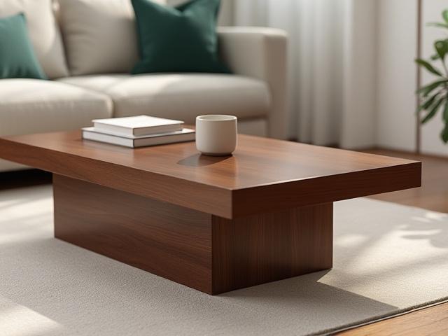 Moderne sofabord i solid valnød med minimalistisk design